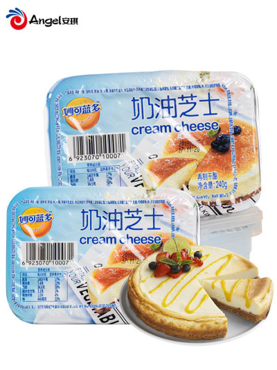 妙可蓝多奶油芝士cream cheese奶酪 轻乳酪蛋糕烘焙原料盒装240g